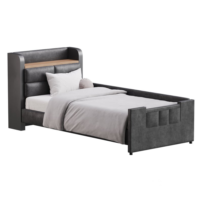 Twin Size Upholstered Platform Bed Image 8