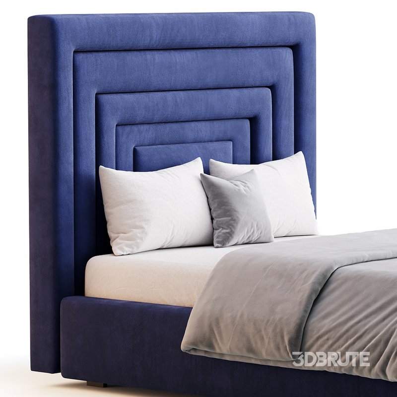 Maklaine Contemporary Navy Velvet Full Bed Image 9