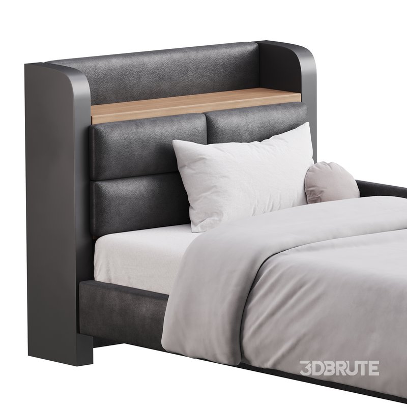 Twin Size Upholstered Platform Bed Image 9