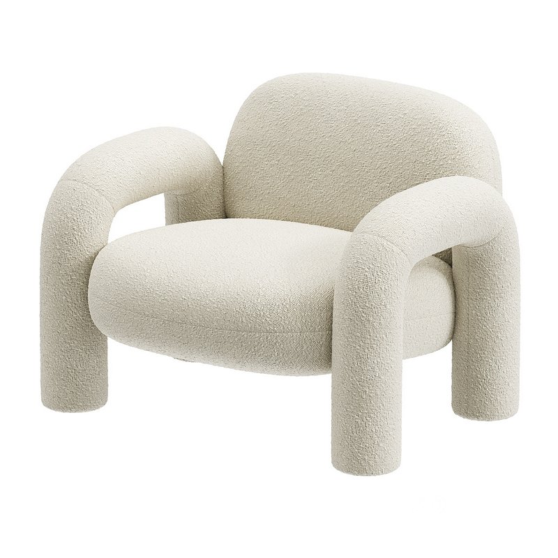 Bobo White Boucle Arm Chair Image 2