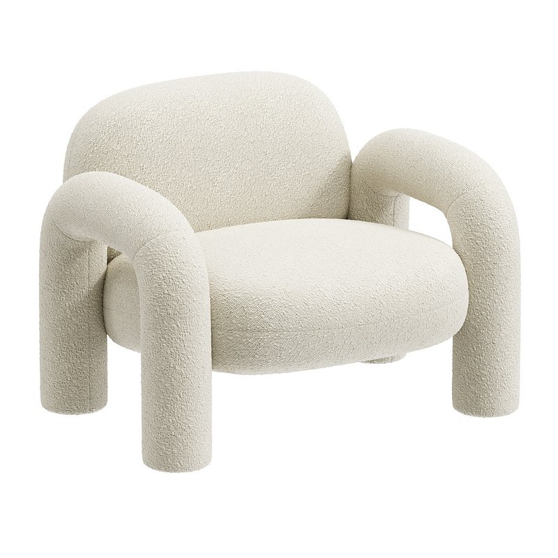 Bobo White Boucle Arm Chair Image 1