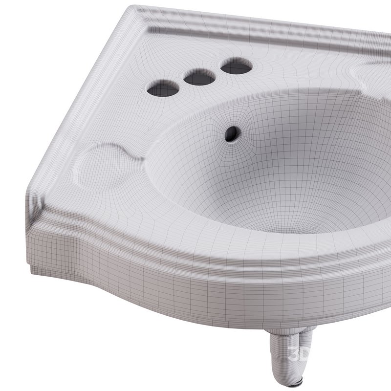 Bathroom Corner Sink White Image 14