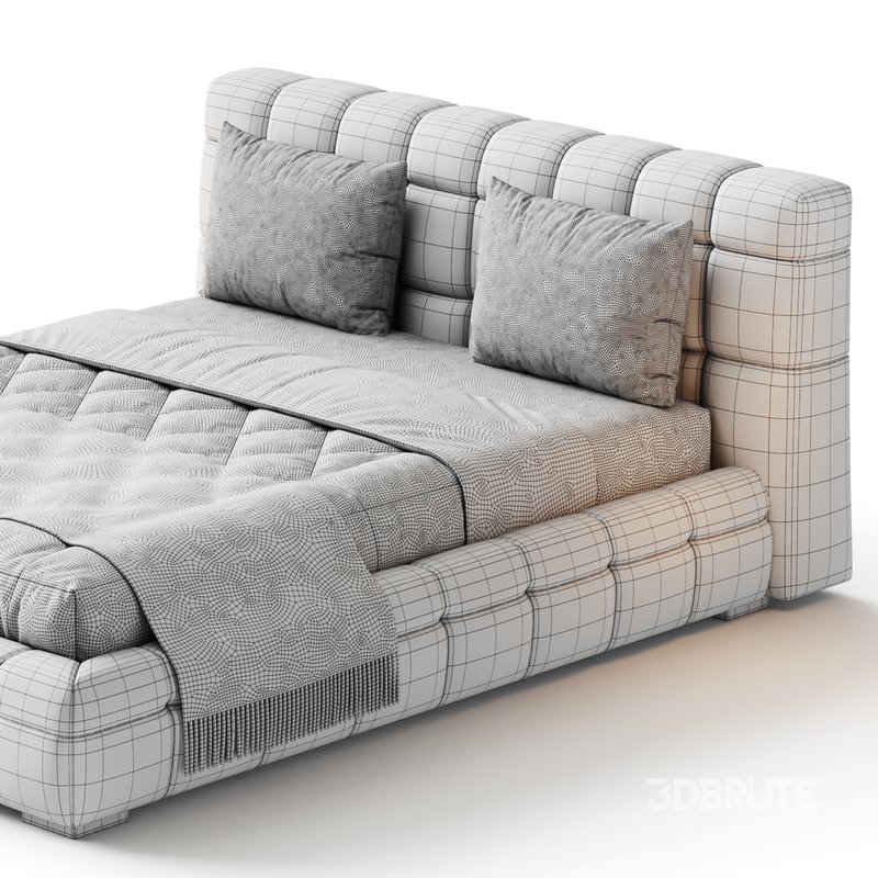 Addie White Boucle Minimalist Modern Bed Image 15