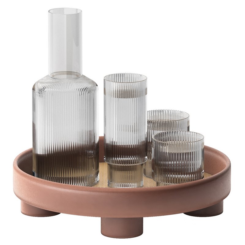 round platform tray with ripple carafe water Image 1