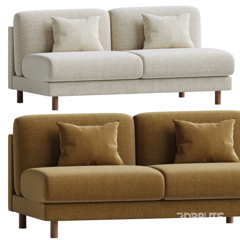 Pershing Curved Armless Loveseat Image 2