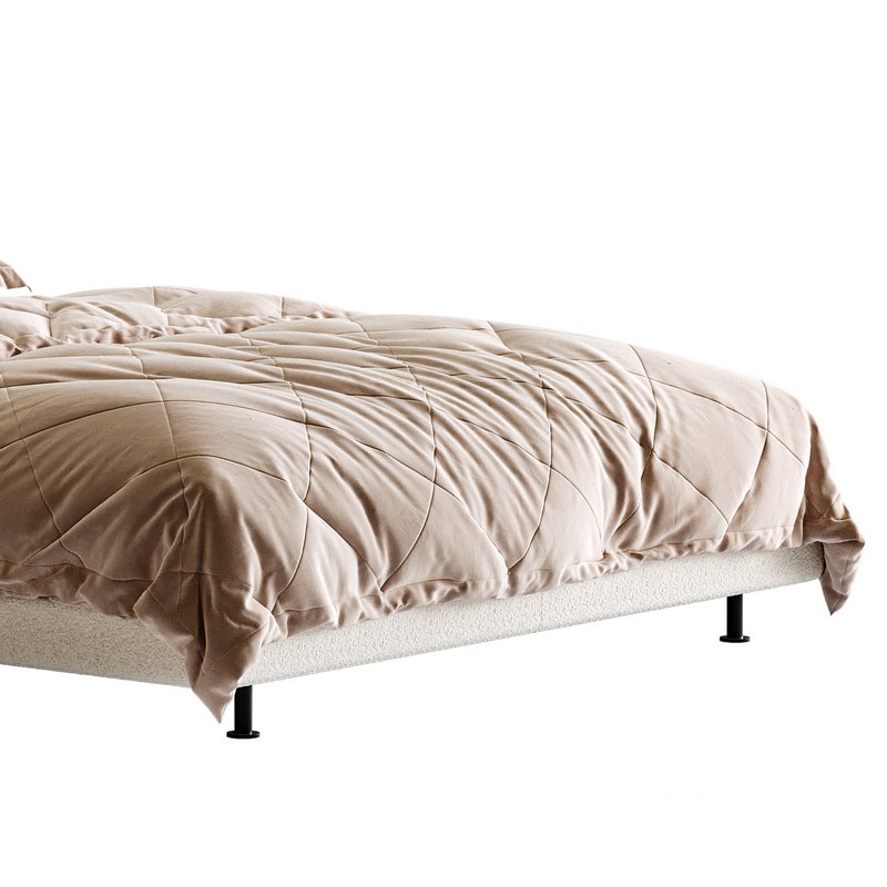 Dylan White Boucle Minimalist Bed Frame Image 10