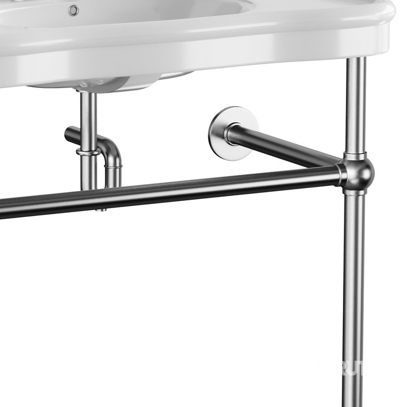 Console Sink Porcelain Belle Epoque with Black Nickel Support Legs Image 9