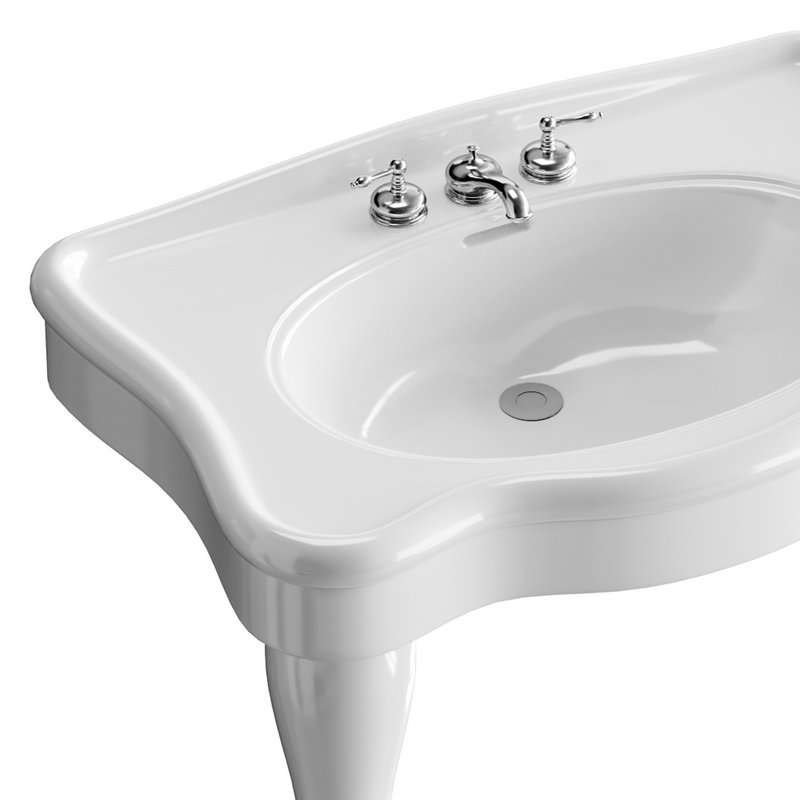 White Console Sink China Two Spindle Legs Image 10