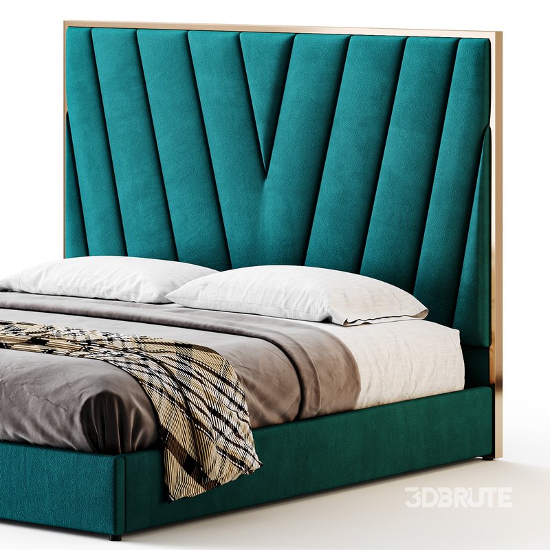 Grayish Upholstered luxury King Size Bed Image 10