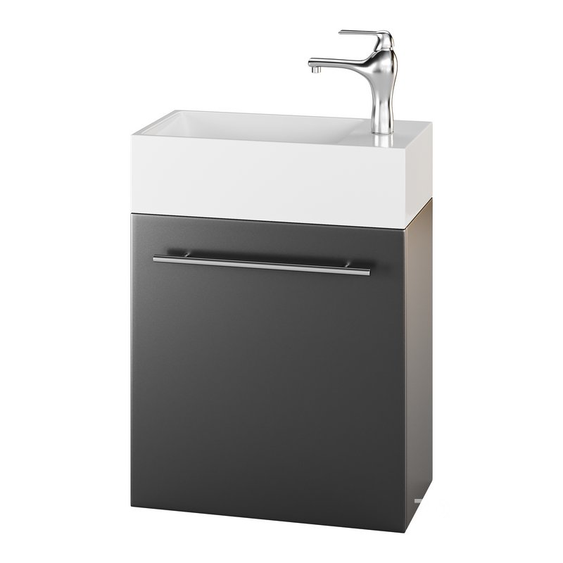 Small Wall Mounted Cabinet Vanity Bathroom Sink Cabinet Black Image 10