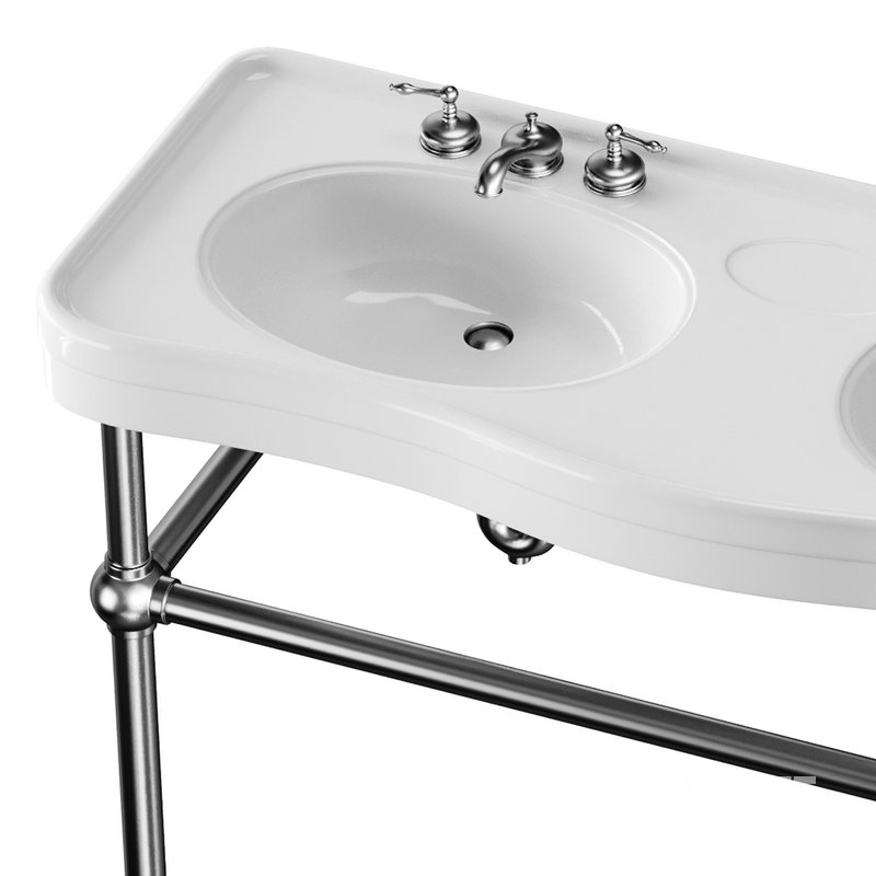 White Console Sink Double Deluxe with Black Nickel Bistro Legs Image 9
