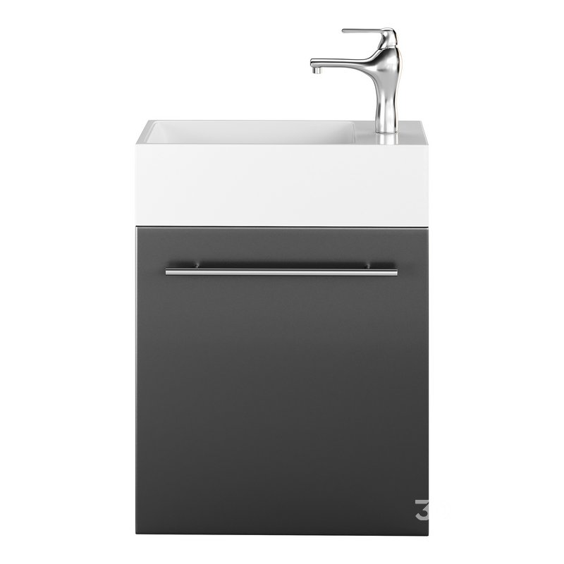 Small Wall Mounted Cabinet Vanity Bathroom Sink Cabinet Black Image 11