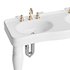 Double Basin Console Bathroom Sink White with 2 Spindle Legs and Overflow - Thumbnail 11
