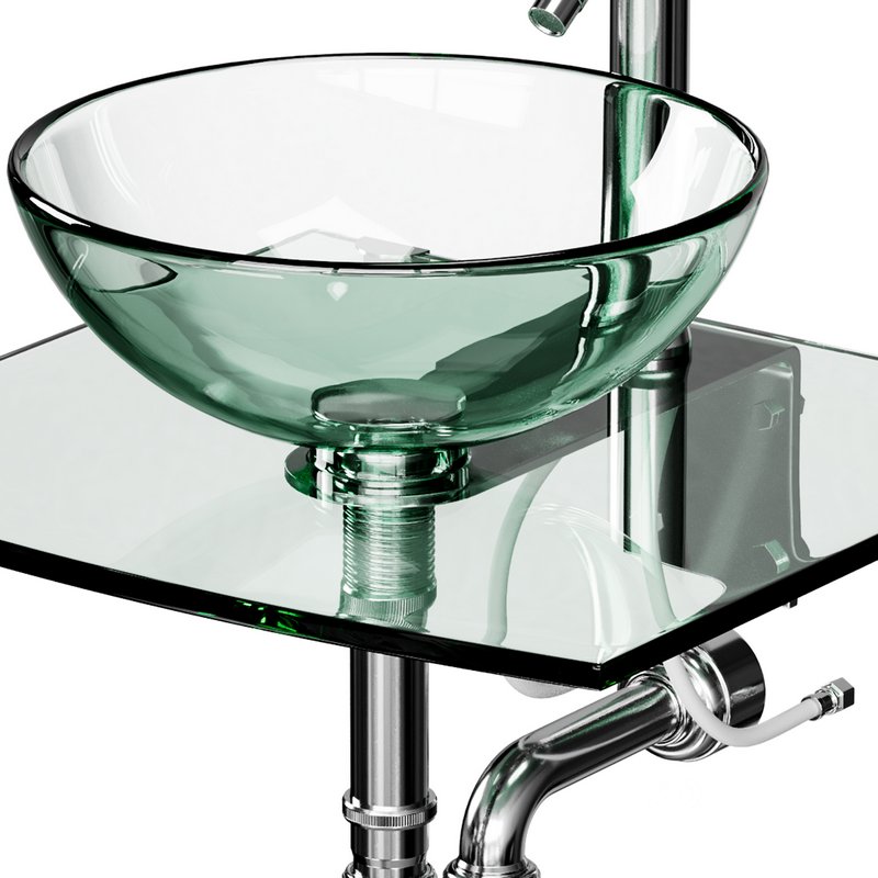 Unique Tempered Glass Wall Mount Vessel Sink Image 11