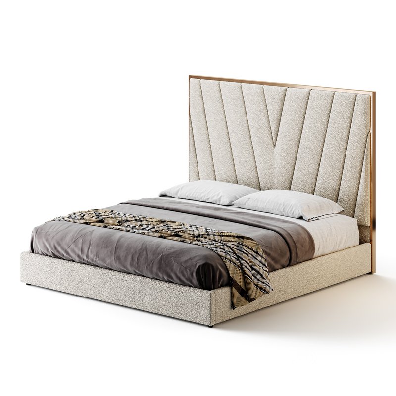 Grayish Upholstered luxury King Size Bed Image 11