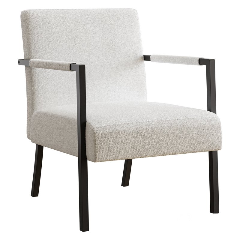 Hatton Steel Frame Boucle Accent Chair (Grey) Image 12