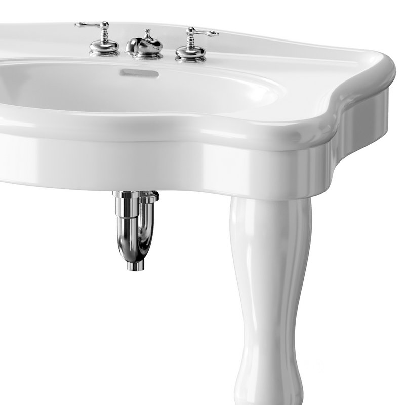 White Console Sink China Two Spindle Legs Image 12