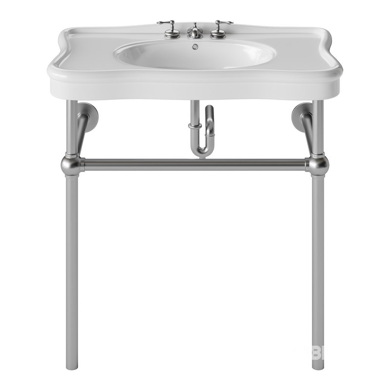 Console Sink Porcelain Belle Epoque with Black Nickel Support Legs Image 10