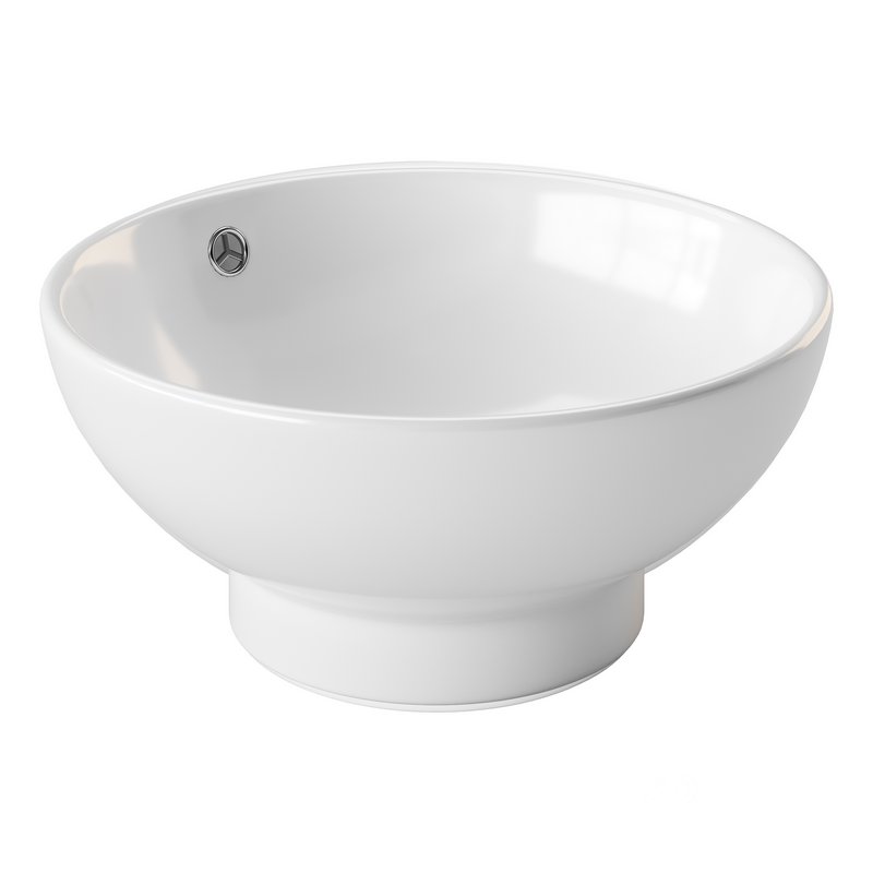 Round Countertop Vessel Bathroom Sink White with Overflow Image 11