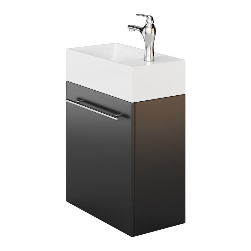 Small Wall Mounted Cabinet Vanity Bathroom Sink Cabinet Black Image 12
