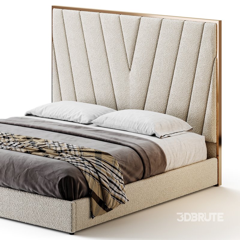 Grayish Upholstered luxury King Size Bed Image 14