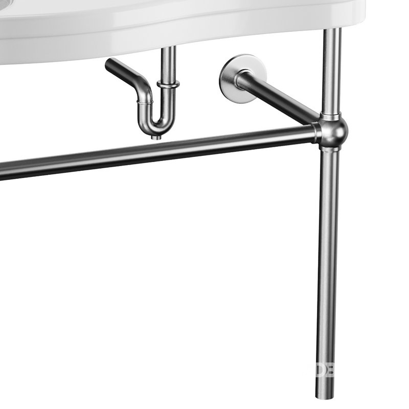 White Console Sink Double Deluxe with Black Nickel Bistro Legs Image 12