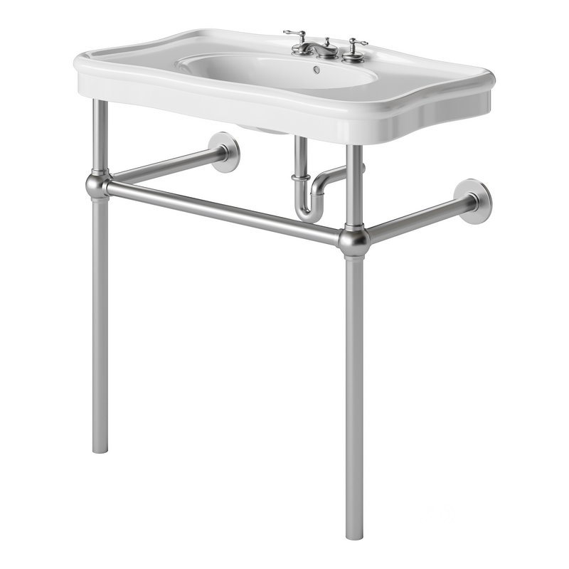 Console Sink Porcelain Belle Epoque with Black Nickel Support Legs Image 11