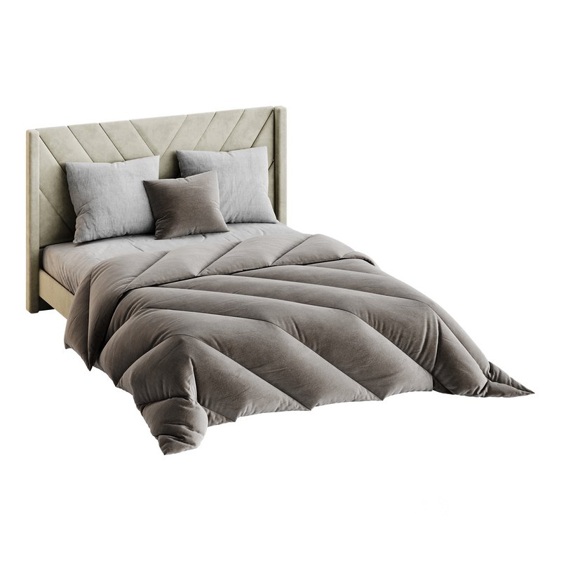 Easyfashion Modern Upholstered Platform Queen Bed with Slat Support Light Gray Image 11