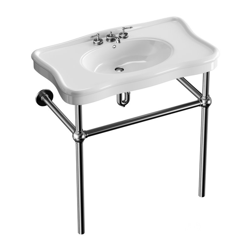 Console Sink Porcelain Belle Epoque with Black Nickel Support Legs Image 1