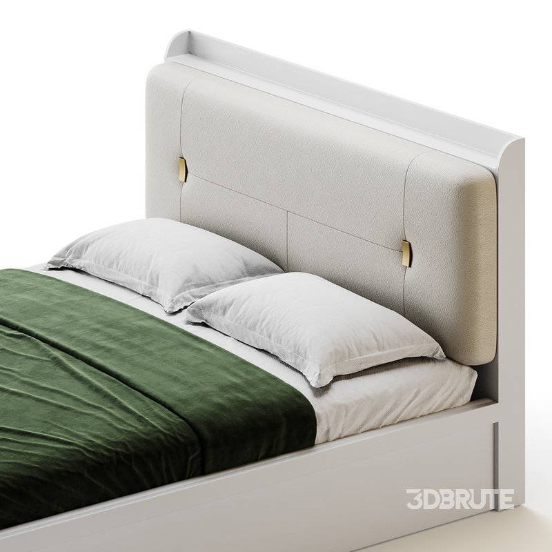 White Wooden Luxury Leather Upholstered Bed Image 12