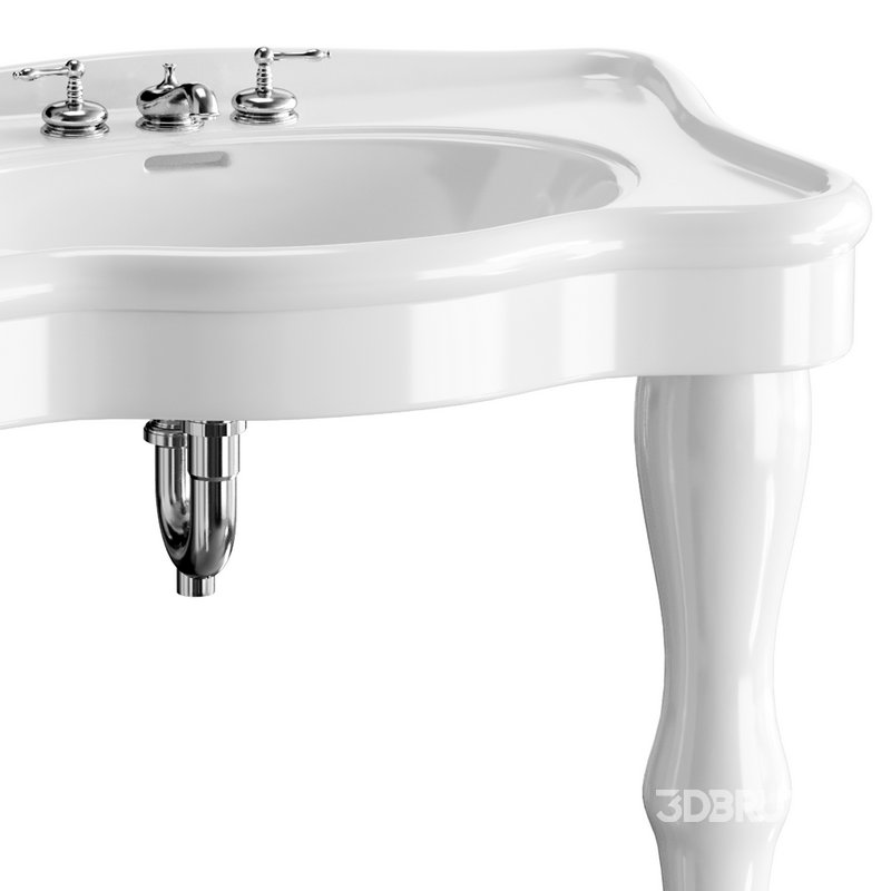 White Console Sink China Two Spindle Legs Image 11