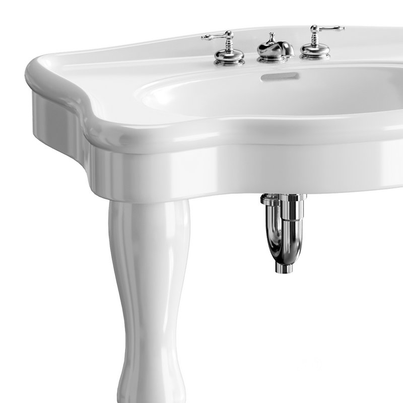 White Console Sink China Two Spindle Legs Image 13