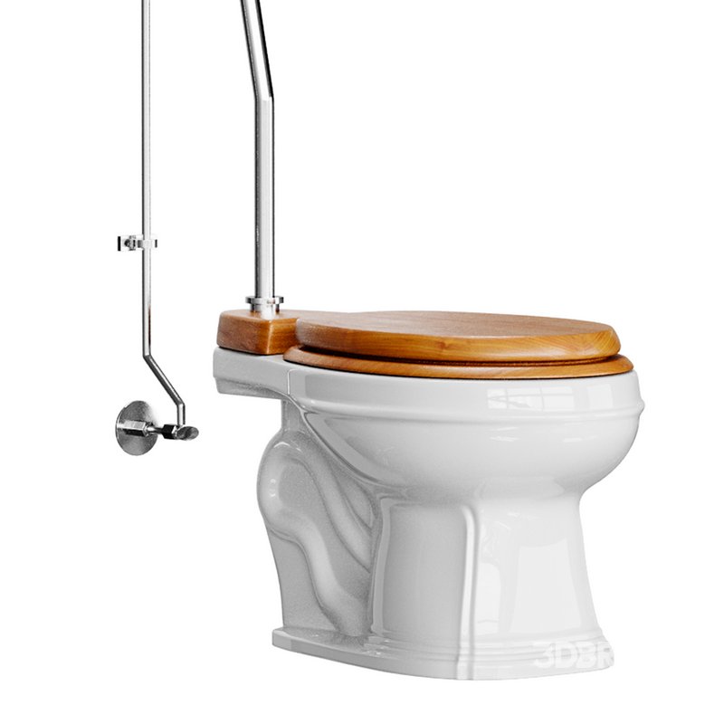 White High Tank Toilet with Round Bowl Chrome Plate Z-Pipe Image 14