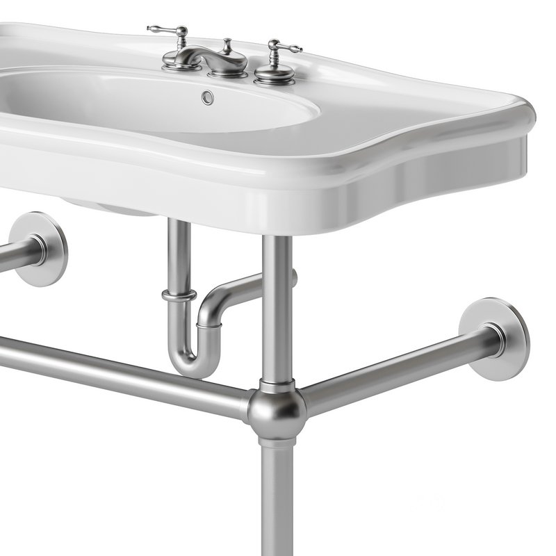 Console Sink Porcelain Belle Epoque with Black Nickel Support Legs Image 12