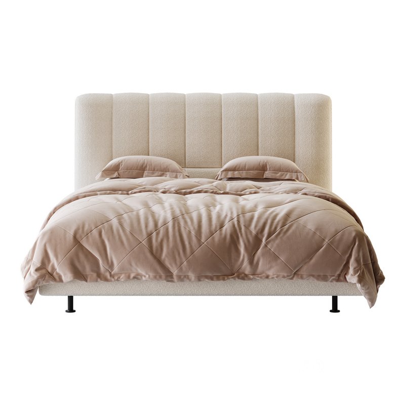 Dylan White Boucle Minimalist Bed Frame Image 13