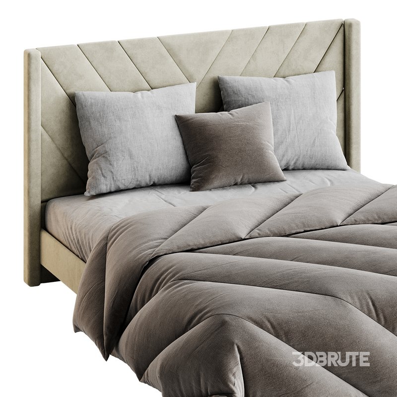 Easyfashion Modern Upholstered Platform Queen Bed with Slat Support Light Gray Image 14