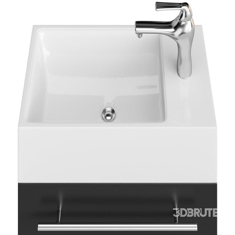 Small Wall Mounted Cabinet Vanity Bathroom Sink Cabinet Black Image 13