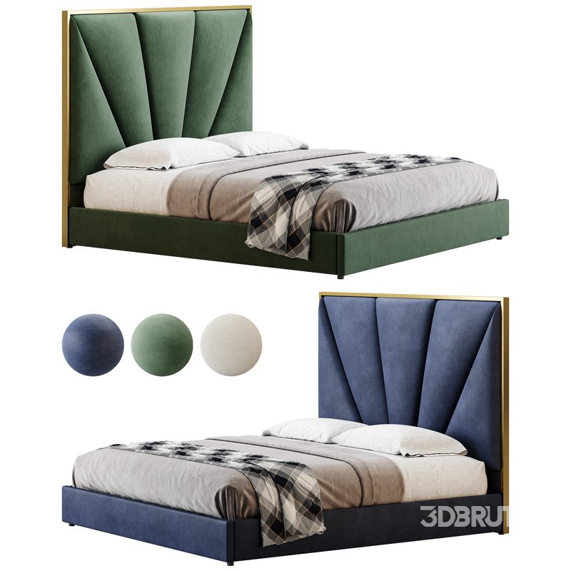 Royal Blue Upholstered Luxury King Size size Bed Image 1