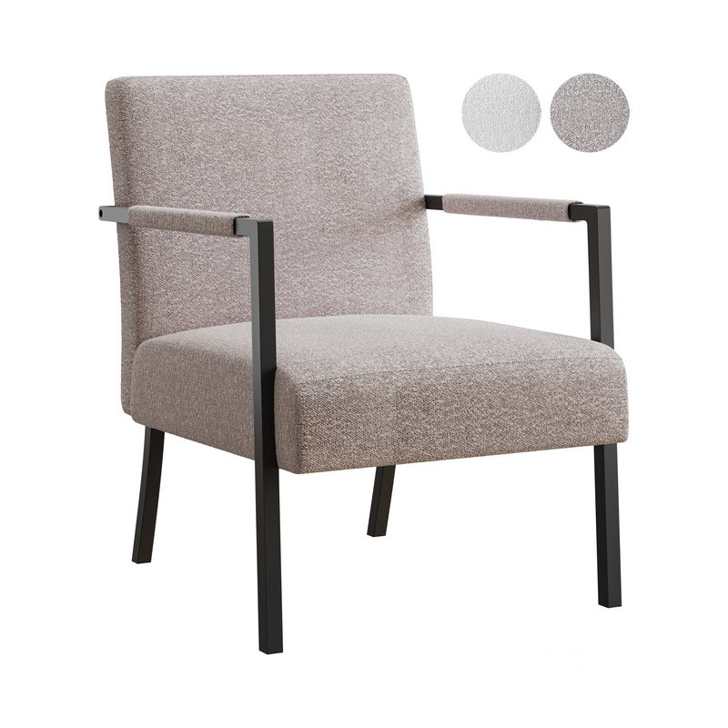 Hatton Steel Frame Boucle Accent Chair (Grey) Image 1