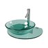 Corona 27 7 8 Glass Wall Mounted Bathroom Sink with Round Counter Faucet and Drain - Thumbnail 1