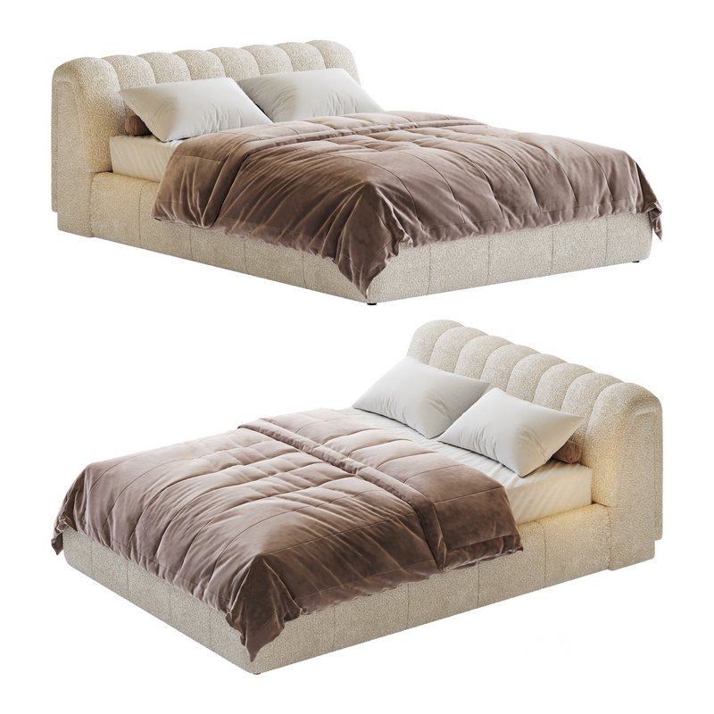 Salami Queen Bed – Maya Cream Boucle Image 1