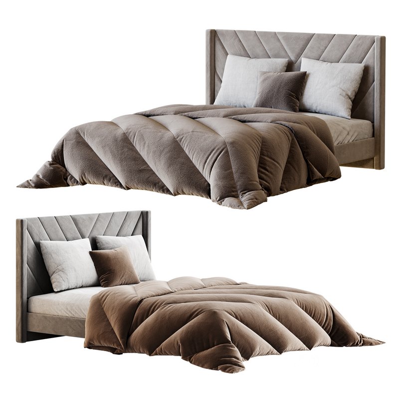 Easyfashion Modern Upholstered Platform Queen Bed with Slat Support Light Gray Image 1