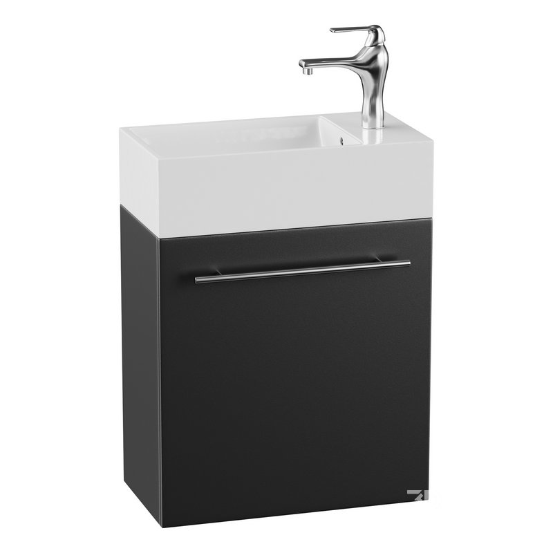 Small Wall Mounted Cabinet Vanity Bathroom Sink Cabinet Black Image 1