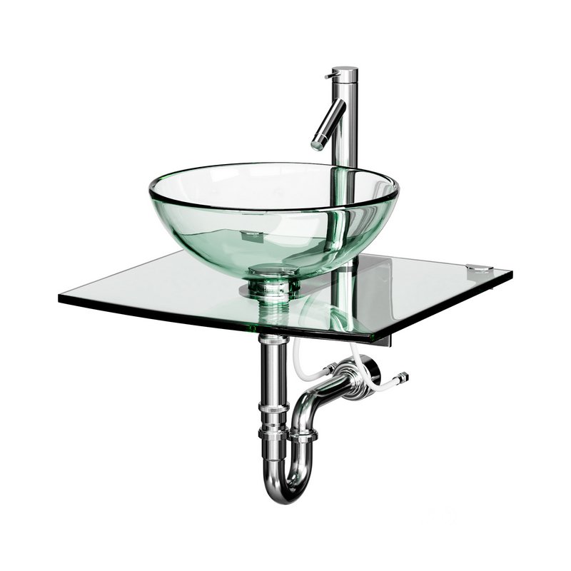 Unique Tempered Glass Wall Mount Vessel Sink Image 1