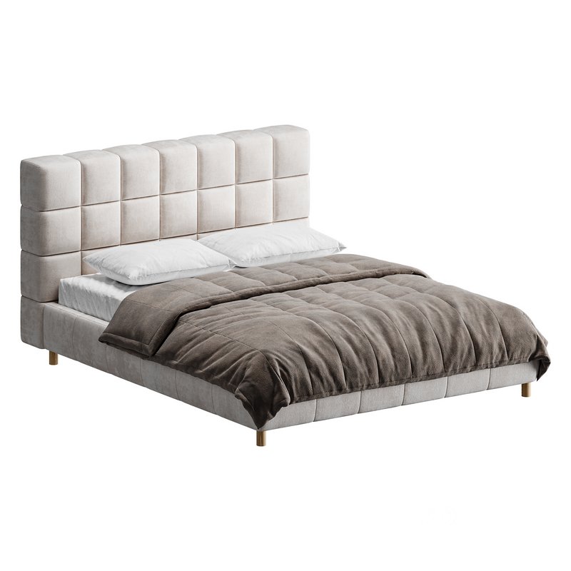 White-velvet-minimalist-bed Image 3