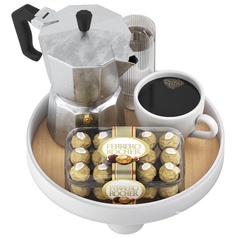 round platform tray with coffee and ferrero rocher Image 4