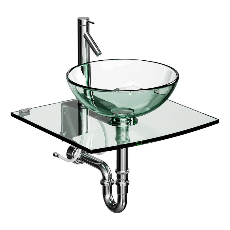 Unique Tempered Glass Wall Mount Vessel Sink Image 2