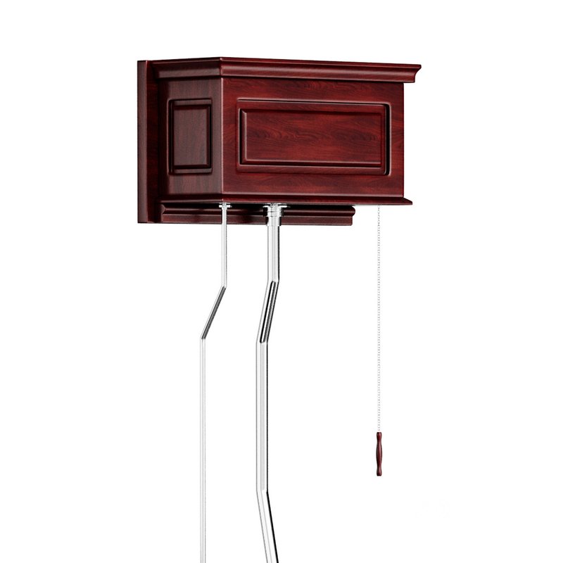 Dark Oak High Tank Pull Chain Toilet Wooden Tank Round Bowl Image 2