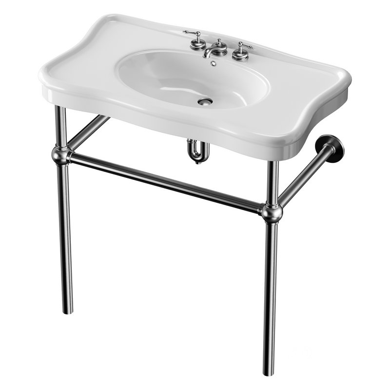 Console Sink Porcelain Belle Epoque with Black Nickel Support Legs Image 6