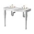 Double Basin Console Bathroom Sink White with 2 Spindle Legs and Overflow - Thumbnail 3